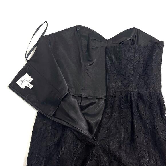 Milly Women’s Size 8 Black Metallic Lace Strapless Bustier Cocktail Party Dress - Picture 11 of 12